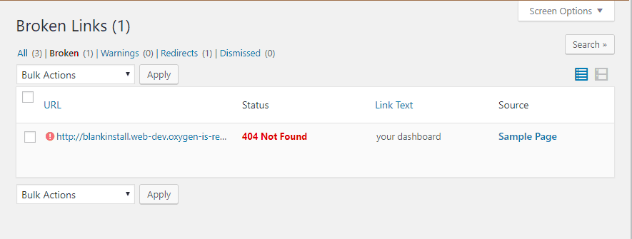 broken link checker interface