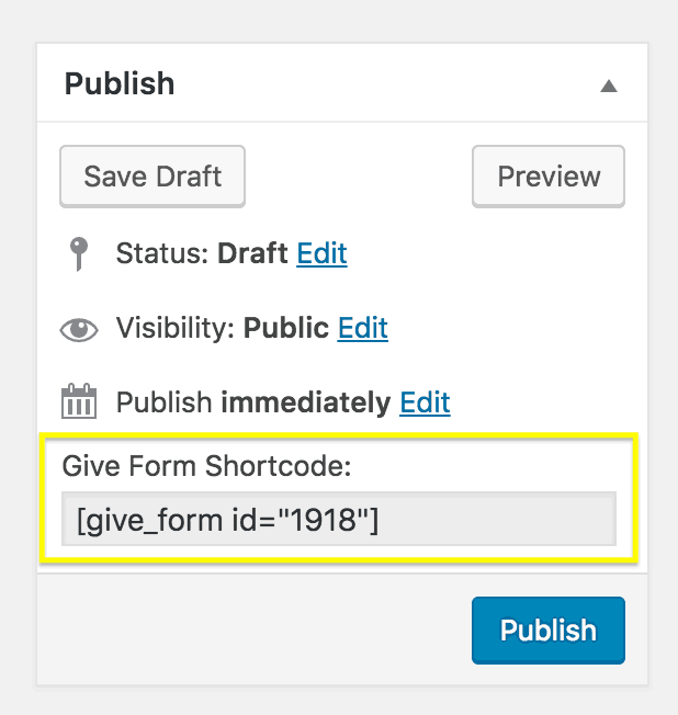 The shortcode for the crowdfunding form.