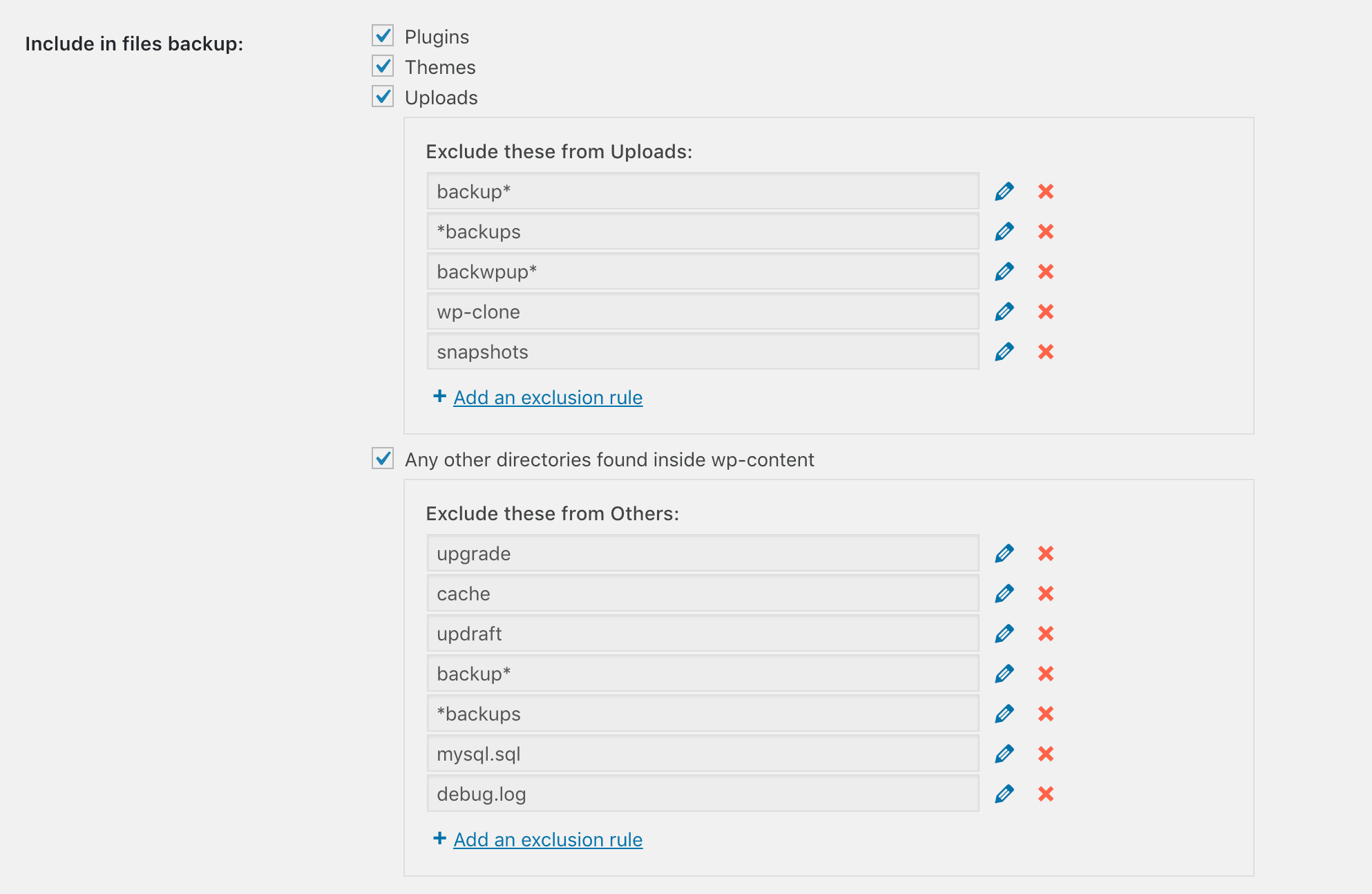 Selecting which files to include in backups.