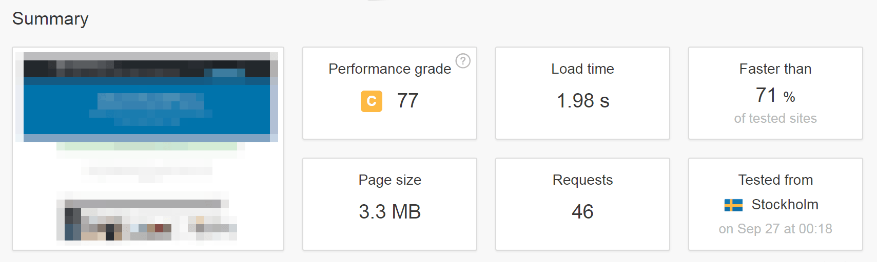 A Pingdom Tools test result.
