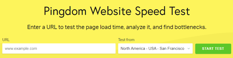The Pingdom Tools homepage.