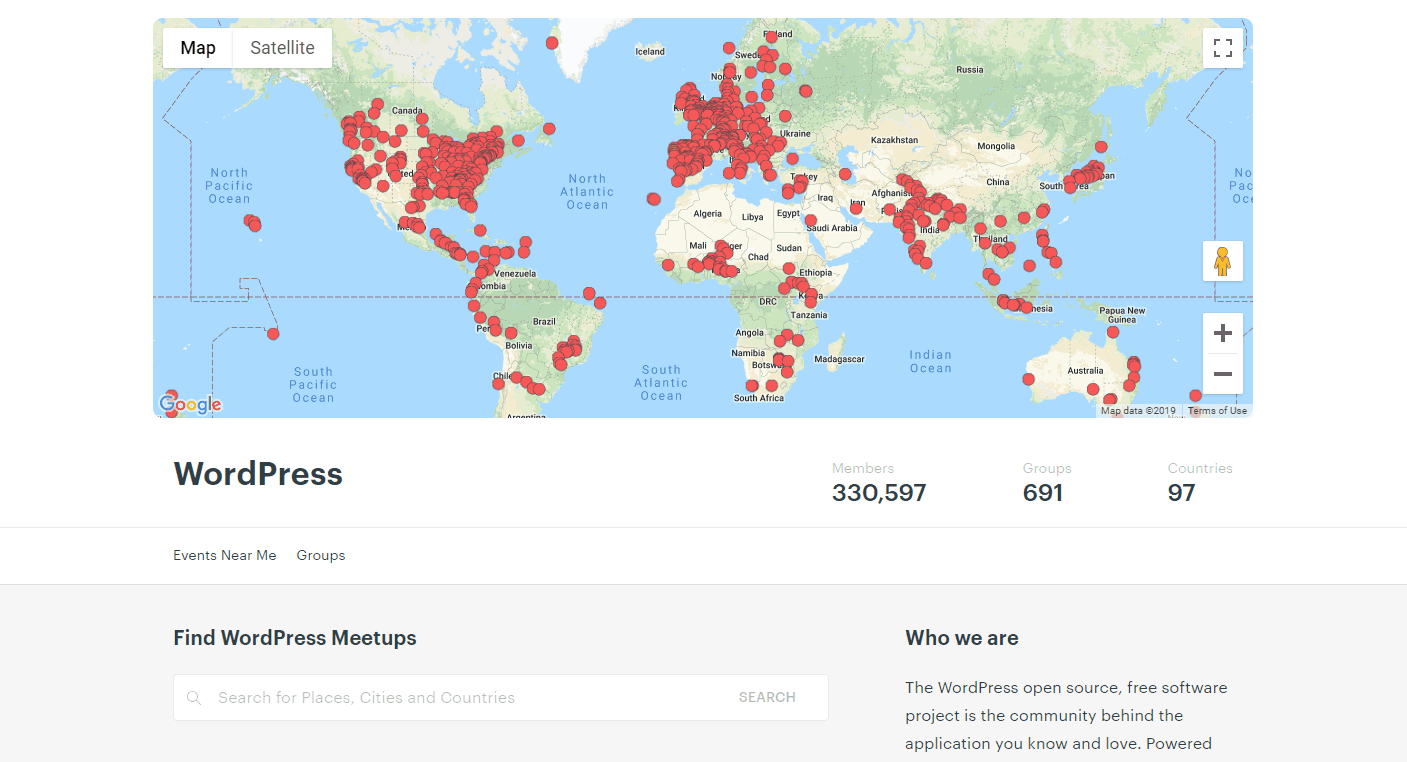 The WordPress meetup page.
