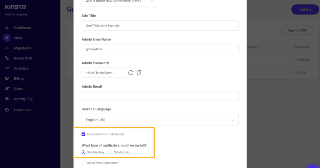Kinsta Multisite installer