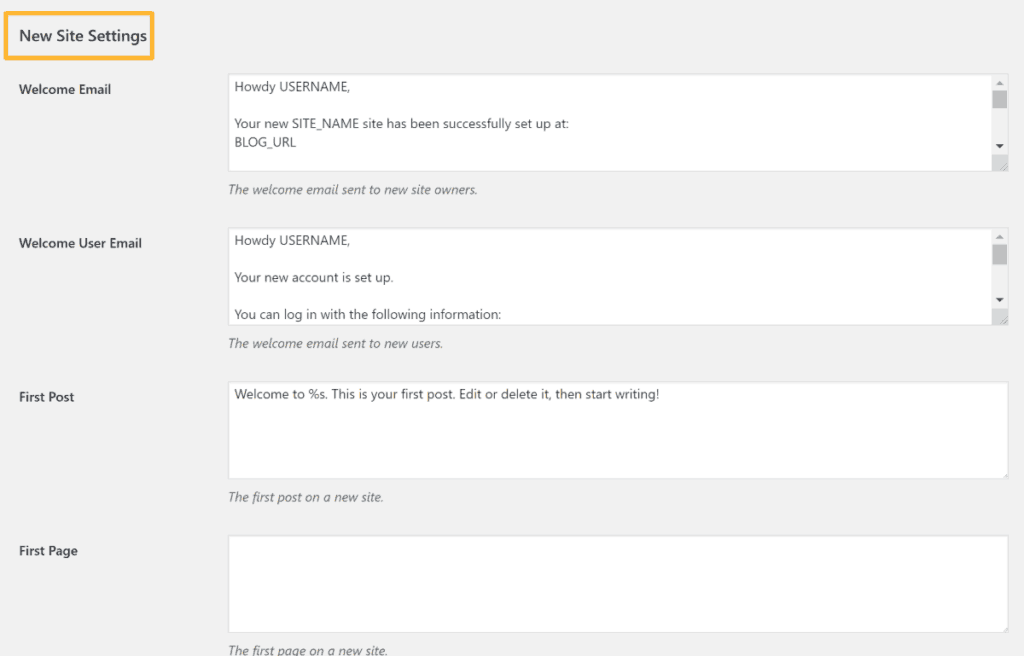 Network settings